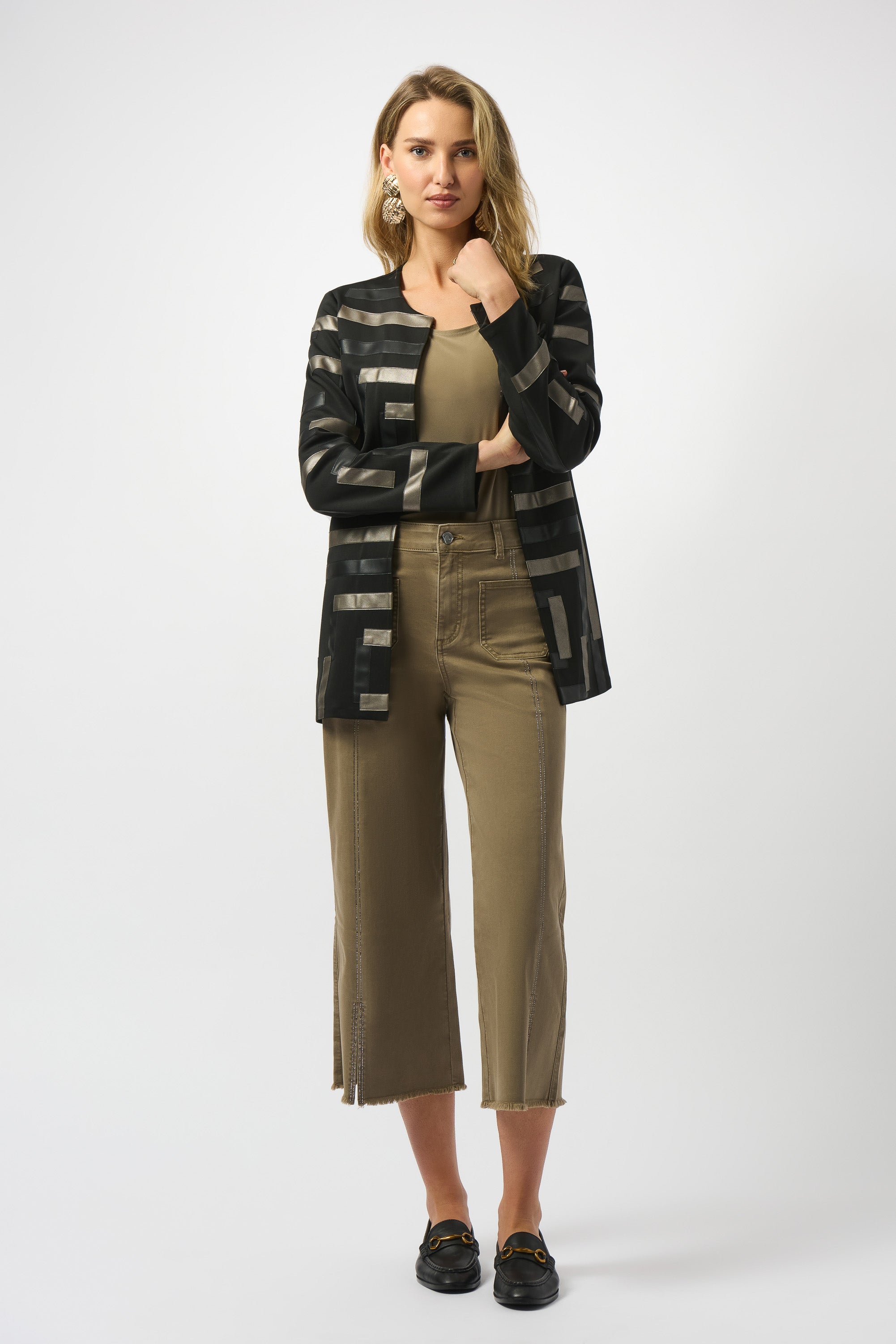 Culotte Jeans With Embellished Front Seam